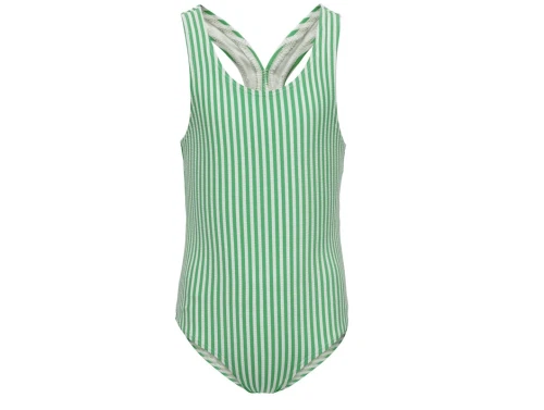 Kids ONLY kelly green/cloud dancer stribet badedragt